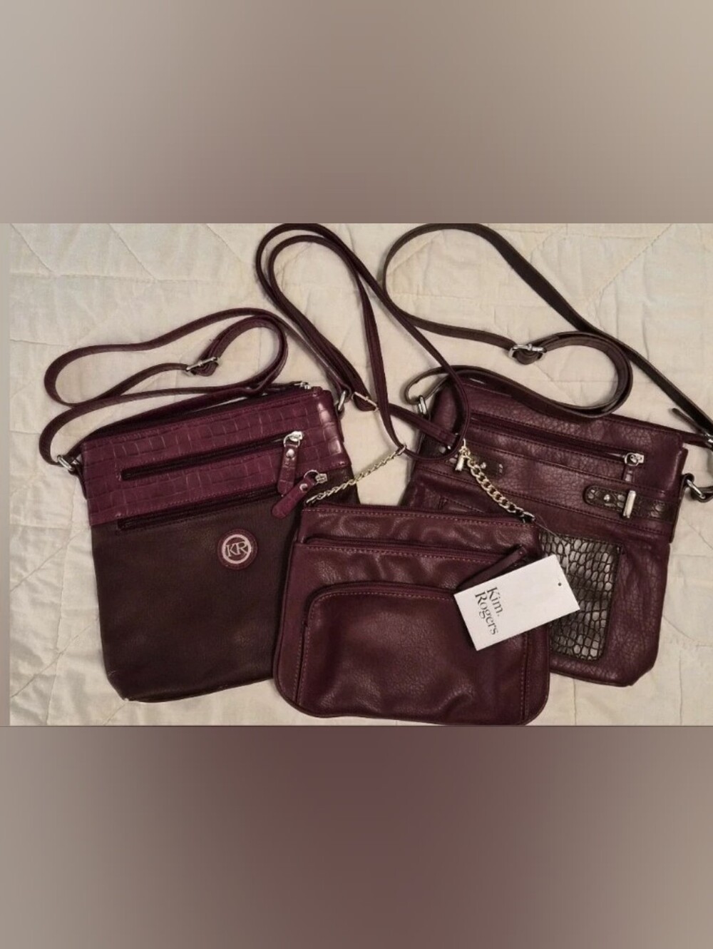 Kim Rogers Purse Bundle - Wine Red shoulder Bags- 3 for 1 price